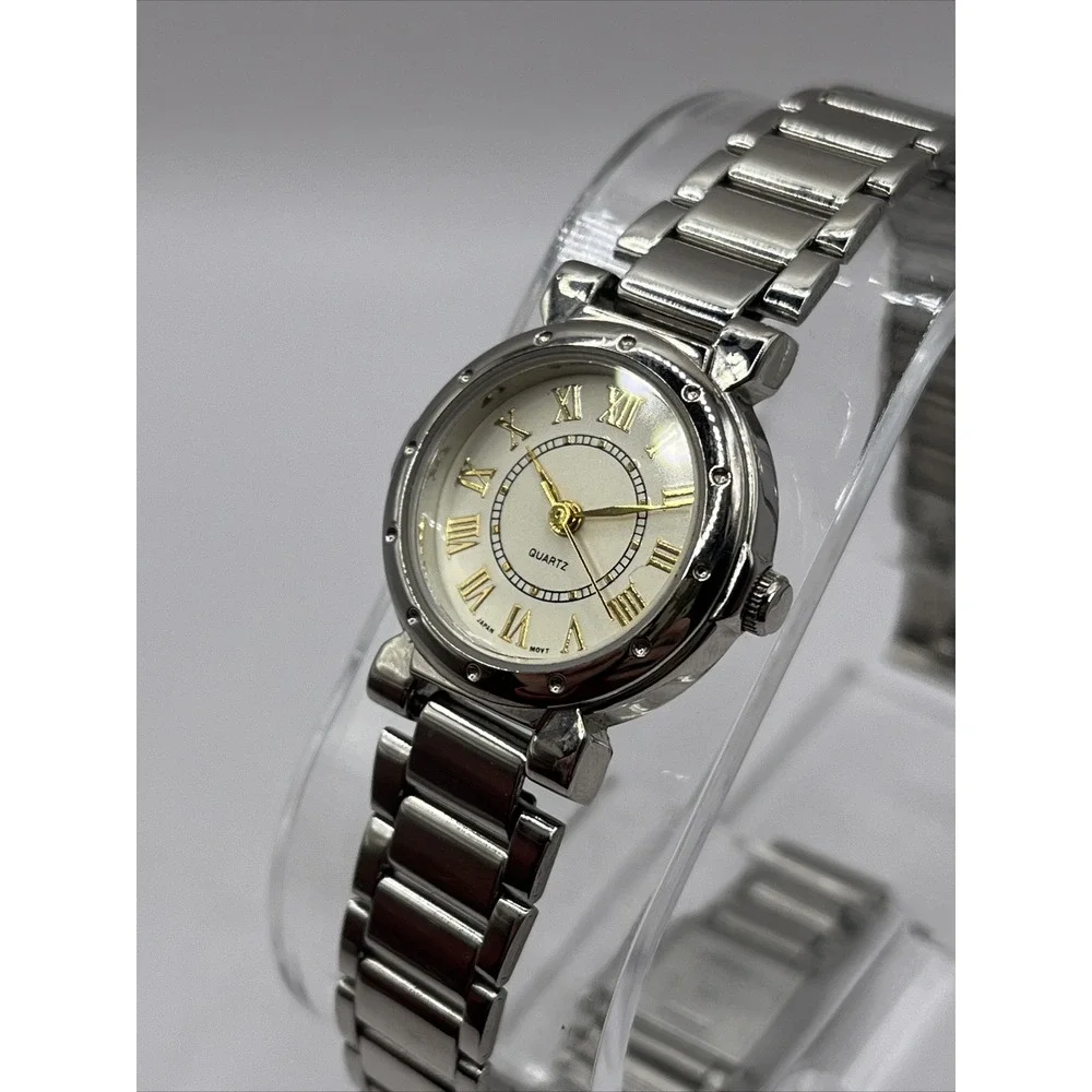 Avon Women's Quartz Watch Silver/Gold Round Dial 24mm Case-‎ New Battery